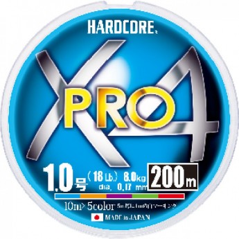 Плетеный шнур YO-ZURI DUEL PE HARDCORE X4 PRO 200m Yellow #0.6 5.4Kg (0.13mm)